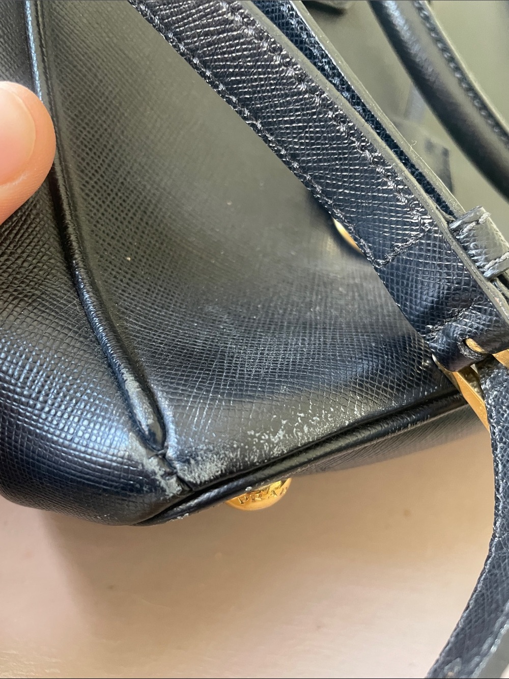 Prada Black Saffiano Leather Satchel with Gold Hardware - Picture 9 of 9